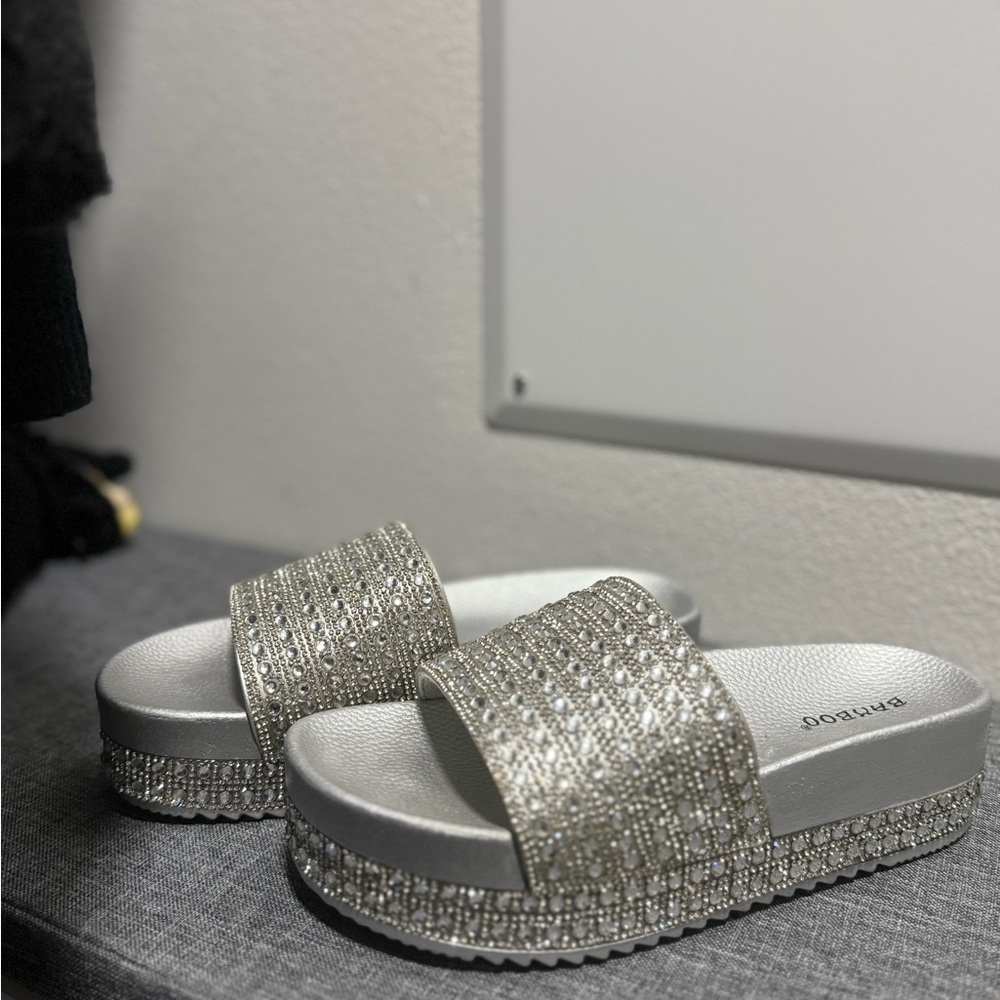 BAMBOO Glittering Silver Women's Sandals